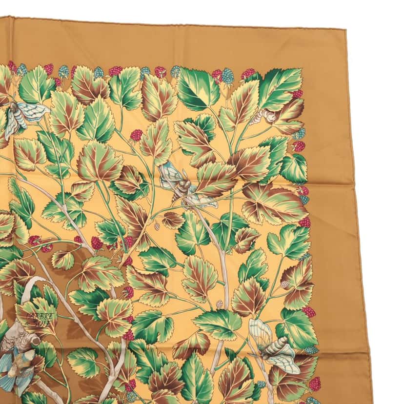 Hermès L  Arbre de Soie Silk Scarf 90 Brown Very good condition - Inside View