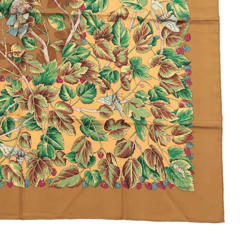 Hermès L  Arbre de Soie Silk Scarf 90 Brown Very good condition - Box View