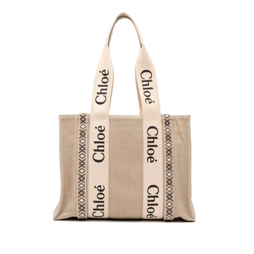 Chloé Medium Canvas Woody Tote Beige Very good condition - Front View