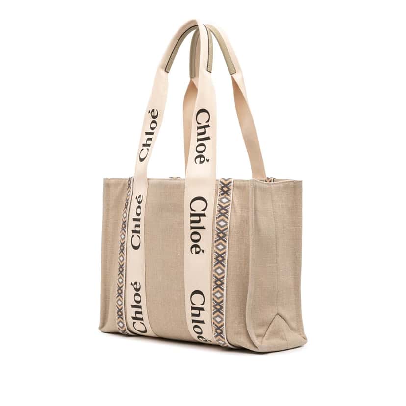 Chloé Medium Canvas Woody Tote Beige Very good condition - Back View