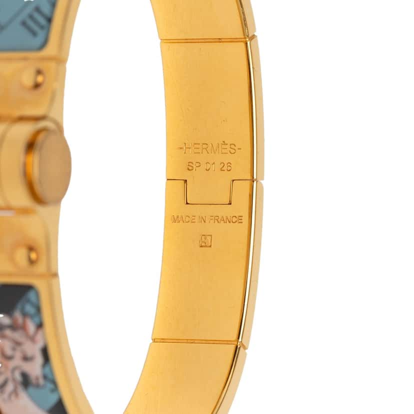 Hermès Narrow Enamel Charniere Hinge Bracelet PM Blue Very good condition - Model View