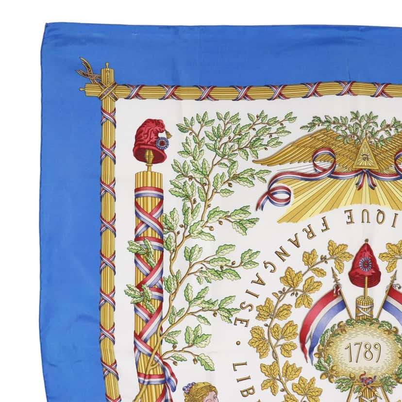 Hermès Republique Francaise Liberte Egalite Fraternite 1789 Silk Scarf White Very good condition - Model View