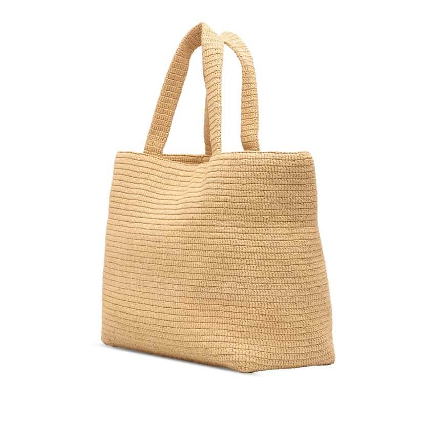 Saint Laurent Raffia Embroidered Logo Tote Beige Very good condition - Back View