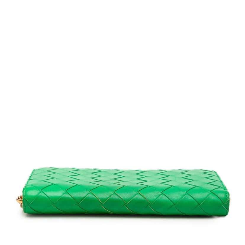 Bottega Veneta Nappa Intrecciato Zip Around Wallet Green Leather Very good condition - Inside View