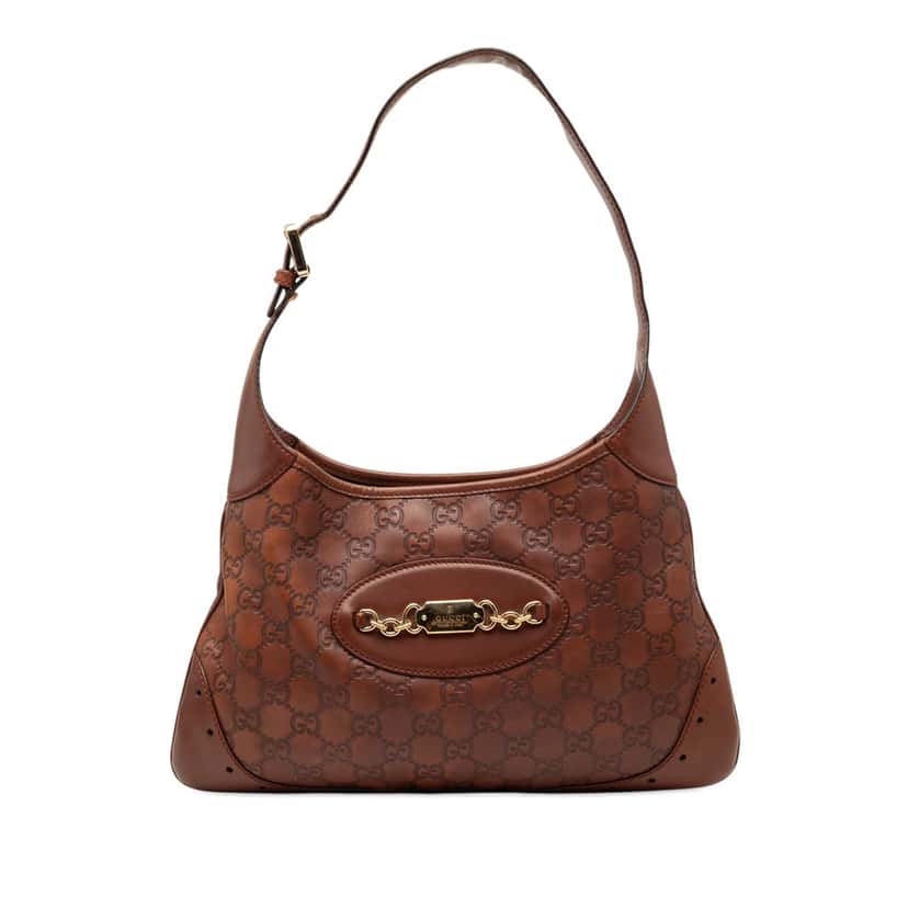 Gucci Guccissima Punch Shoulder Bag Brown Leather Very good condition - Front View