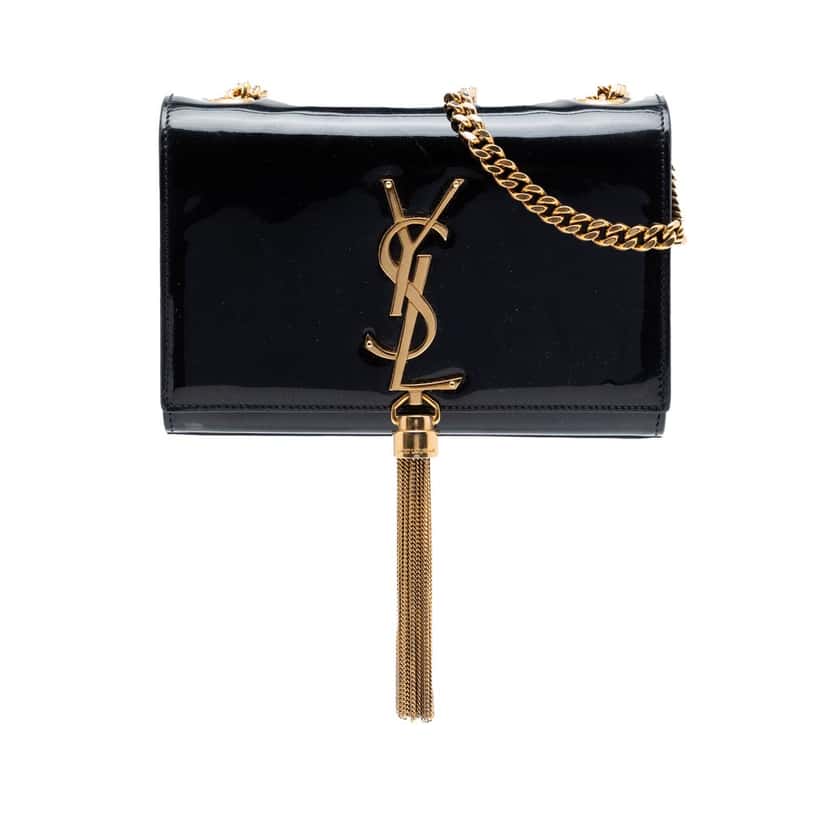 Saint Laurent Small Patent Classic Monogram Kate Tassel Crossbody Black Leather Very good condition - Front View