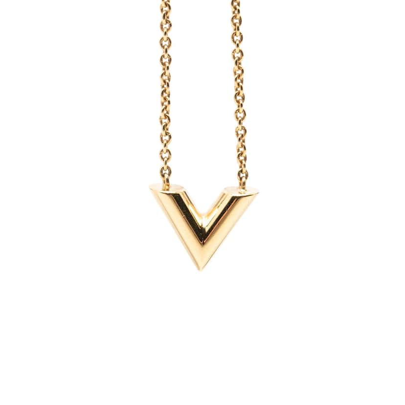 Louis Vuitton Gold Plated Essential V Necklace Gold Metal Very good condition - Back View