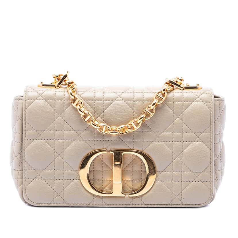Dior Small Calfskin Cannage Caro Crossbody Beige Leather Very good condition - Front View