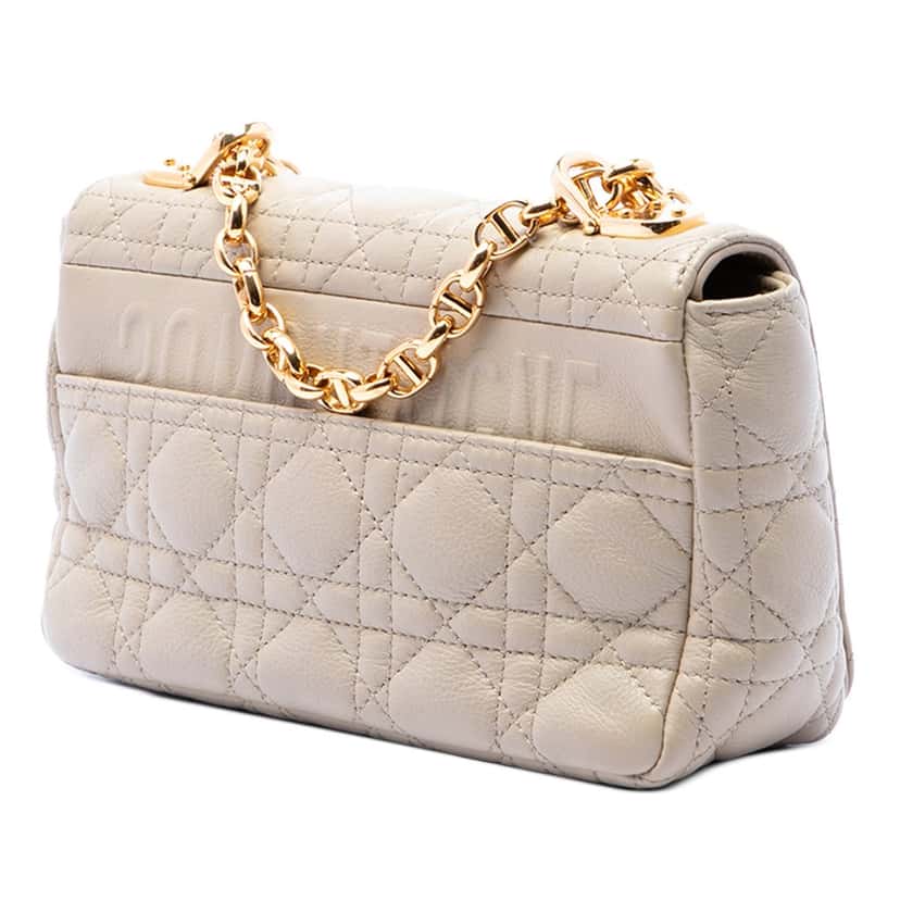 Dior Small Calfskin Cannage Caro Crossbody Beige Leather Very good condition - Back View