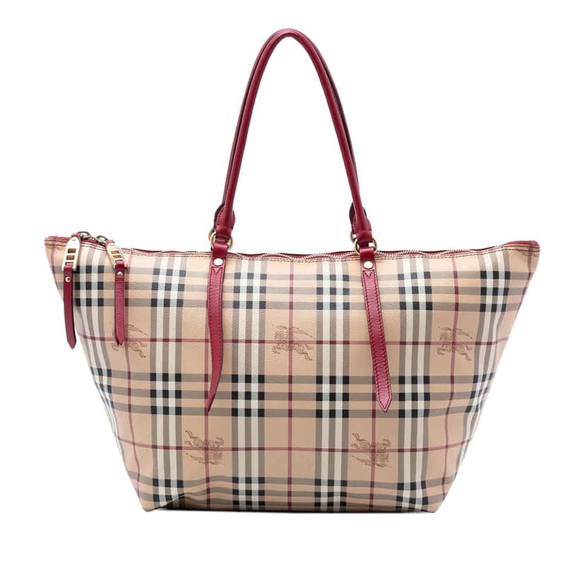 Burberry Medium Haymarket Check Coated Canvas Salisbury Tote Beige Very good condition - Front View