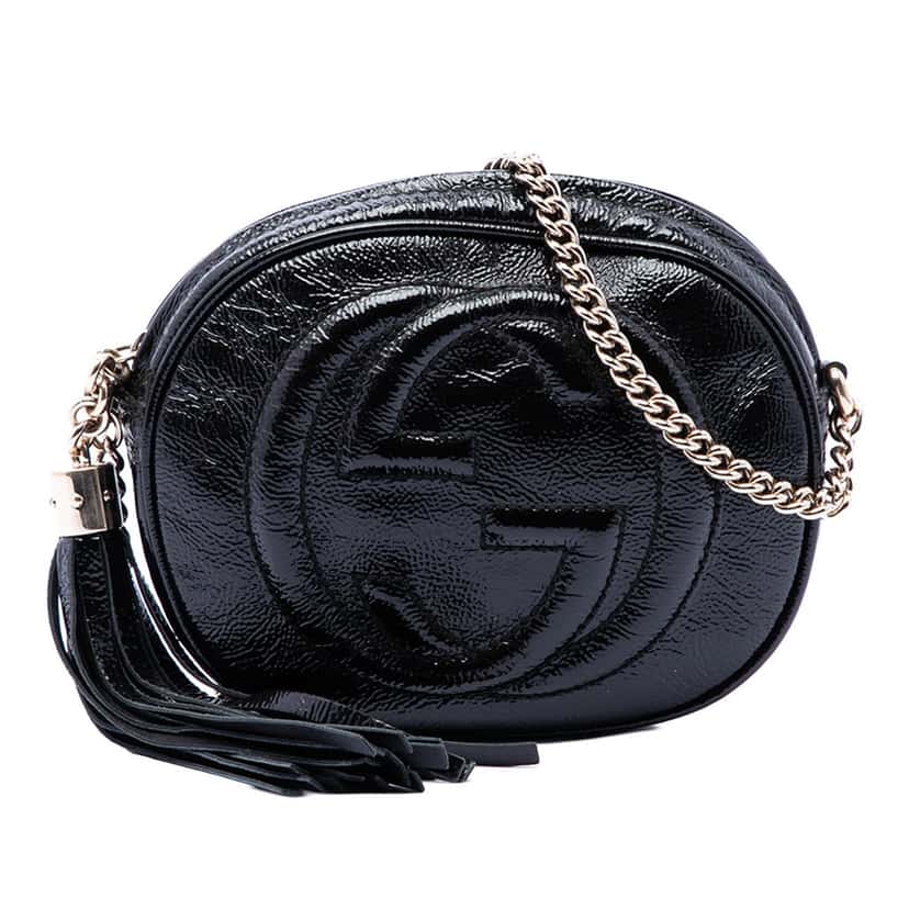 Gucci Mini Patent Soho Chain Crossbody Black Leather Very good condition - Front View