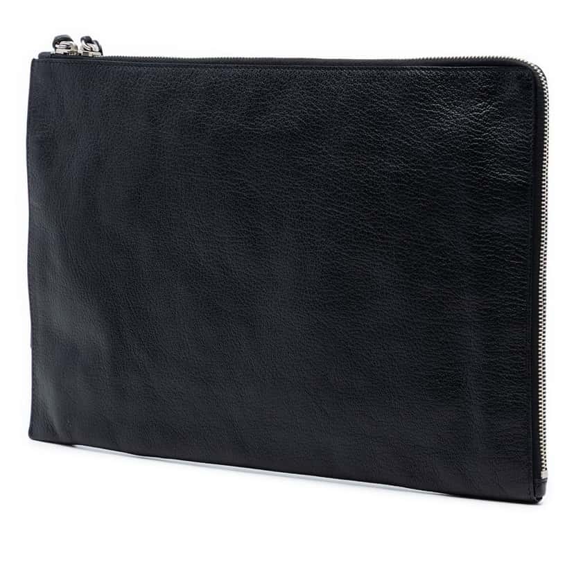 Balenciaga Goatskin Motocross Classic Metallic Edge Clutch Black Leather Very good condition - Back View