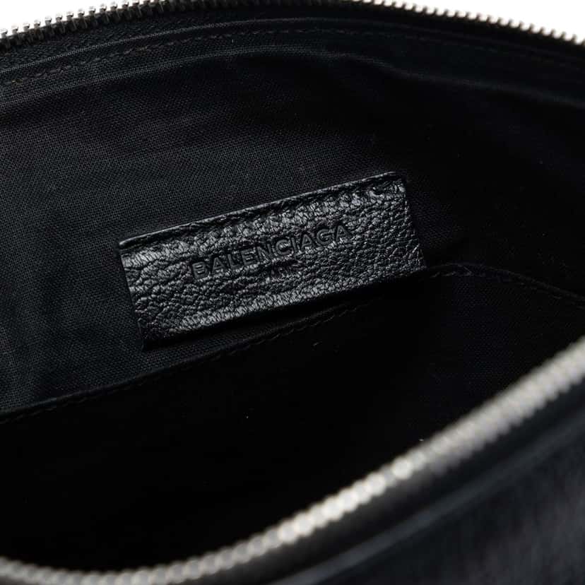 Balenciaga Goatskin Motocross Classic Metallic Edge Clutch Black Leather Very good condition - Box View