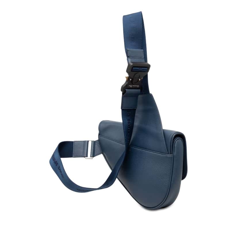 Dior Grained Calfskin Saddle Crossbody Blue Leather Very good condition - Back View