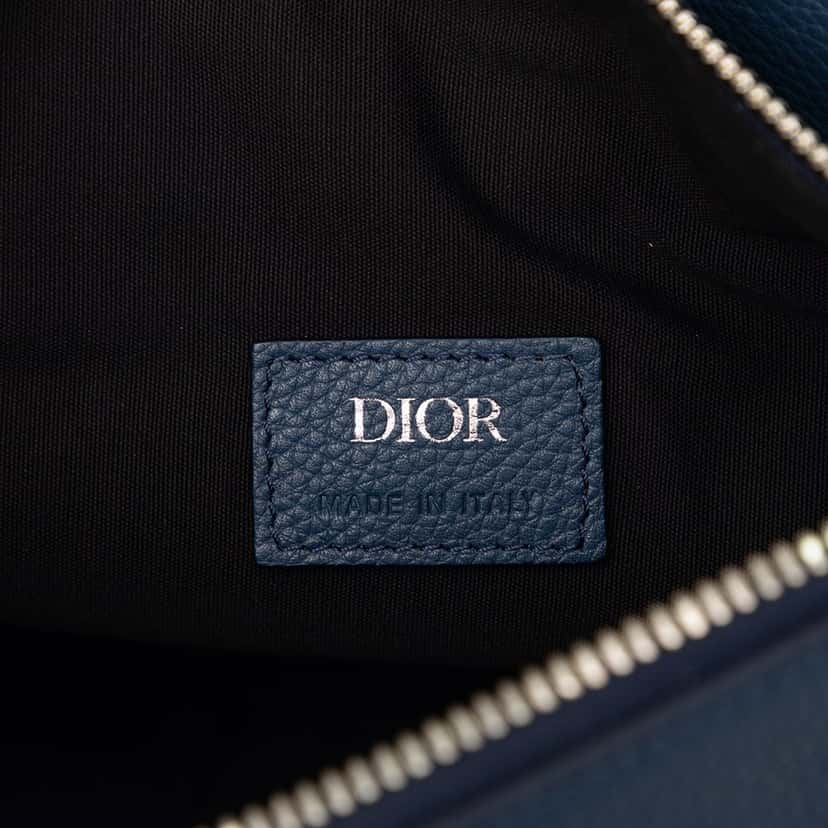 Dior Grained Calfskin Saddle Crossbody Blue Leather Very good condition - Box View