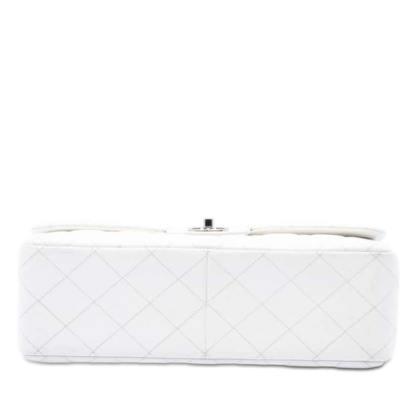 Chanel Jumbo Classic Caviar Double Flap White Leather Very good condition - Inside View