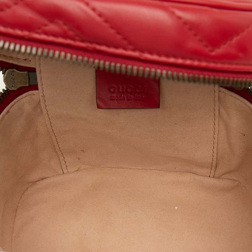Gucci Mini GG Marmont Matelasse Calfskin Round Backpack Red Leather Very good condition - Model View