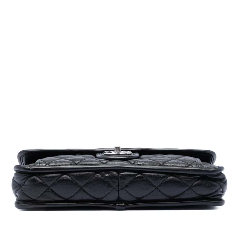 Chanel Medium Quilted Calfskin French Riviera Flap Black Leather Very good condition - Inside View