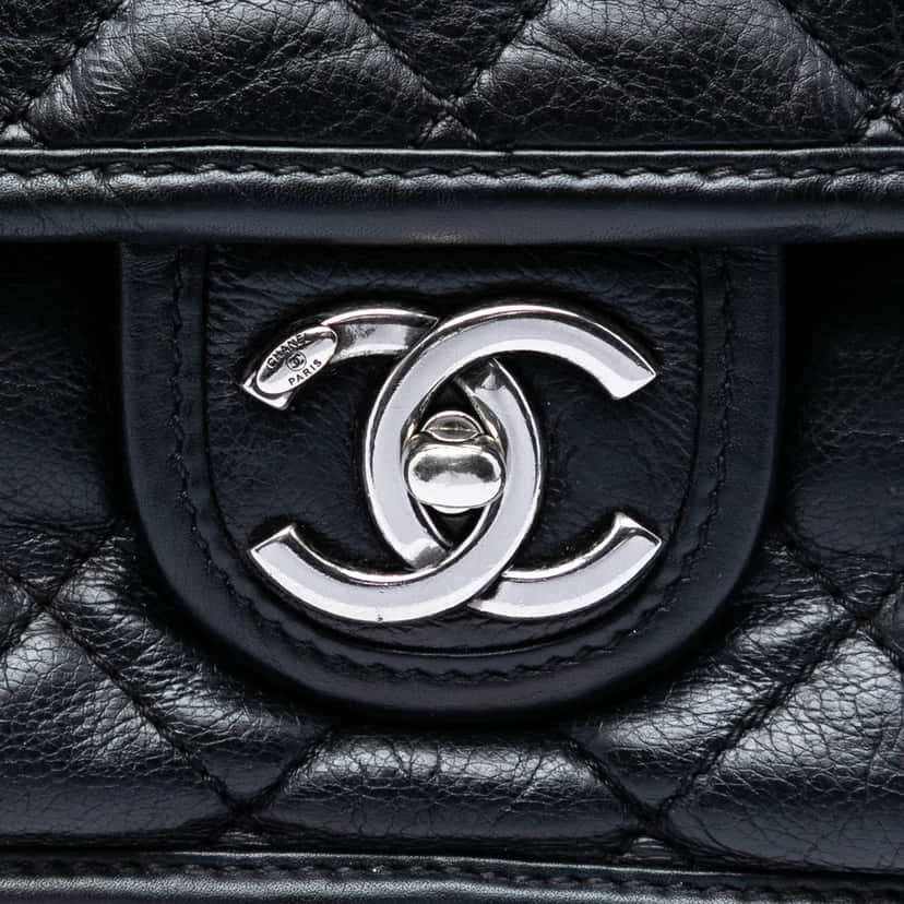 Chanel Medium Quilted Calfskin French Riviera Flap Black Leather Very good condition - Box View