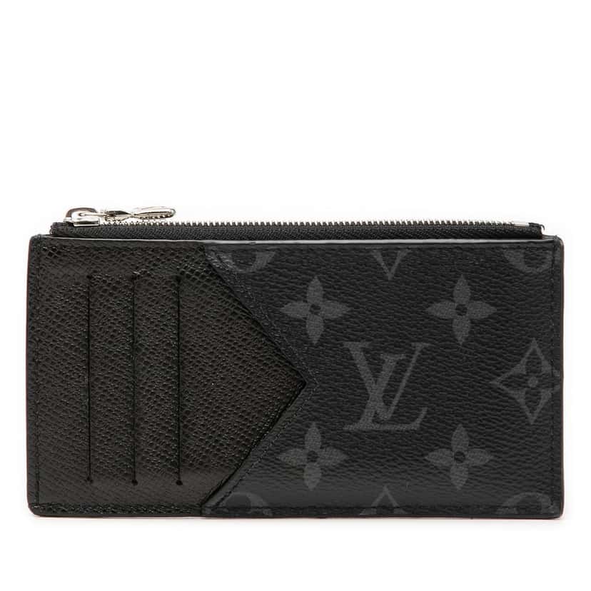Louis Vuitton Monogram Eclipse Taigarama Coin Card Holder Black Very good condition - Front View