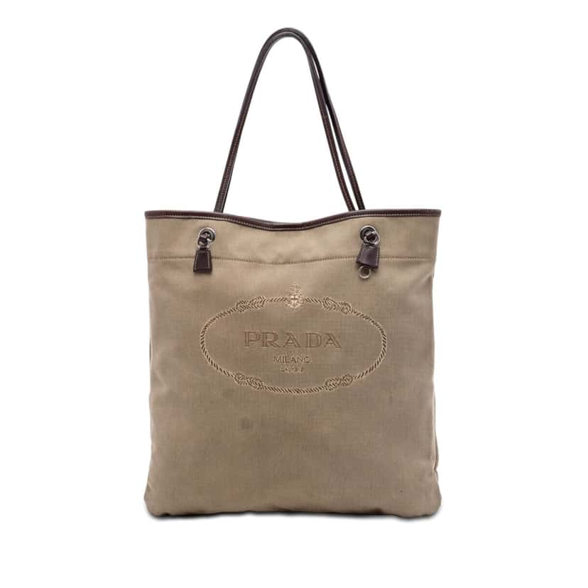 Prada Canvas Canapa Logo Tote Brown Very good condition - Front View