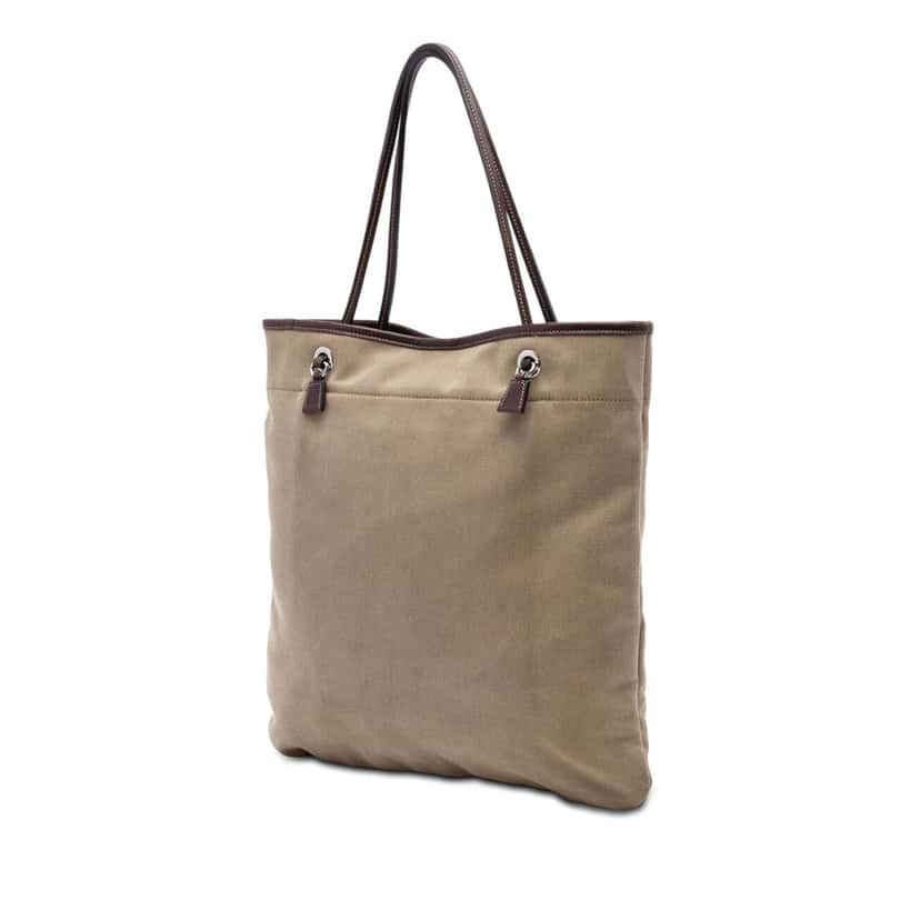 Prada Canvas Canapa Logo Tote Brown Very good condition - Back View