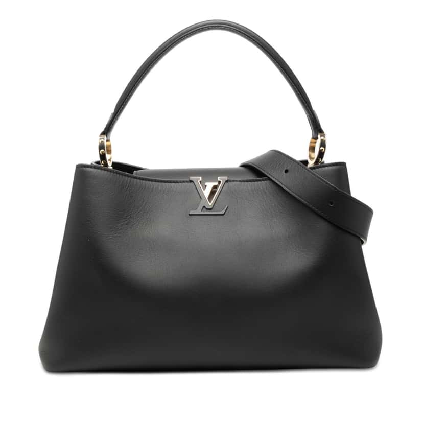Louis Vuitton Smooth Taurillon Capucines Souple GM Black Leather Very good condition - Front View