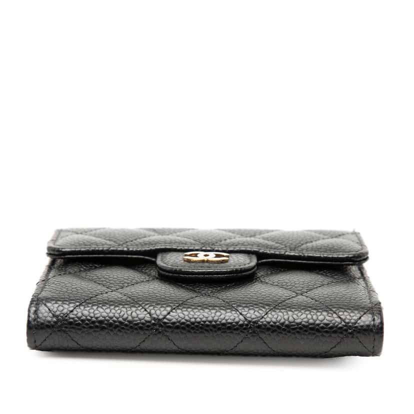 Hermès CC Quilted Caviar Compact Flap Wallet Black Leather Very good condition - Inside View