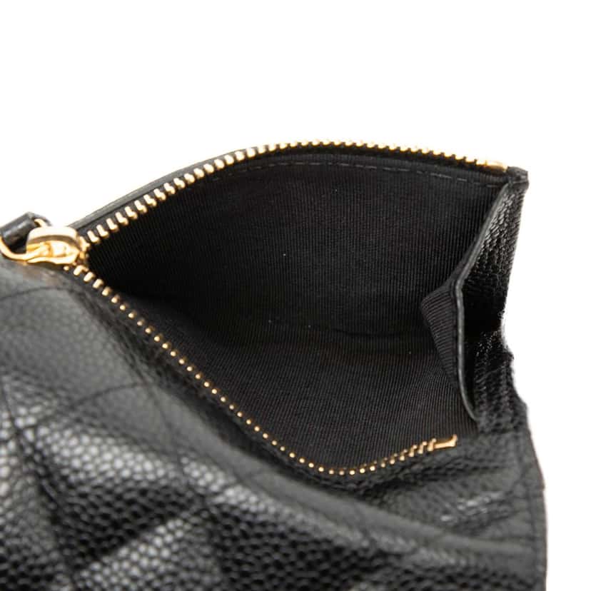 Hermès CC Quilted Caviar Compact Flap Wallet Black Leather Very good condition - Model View