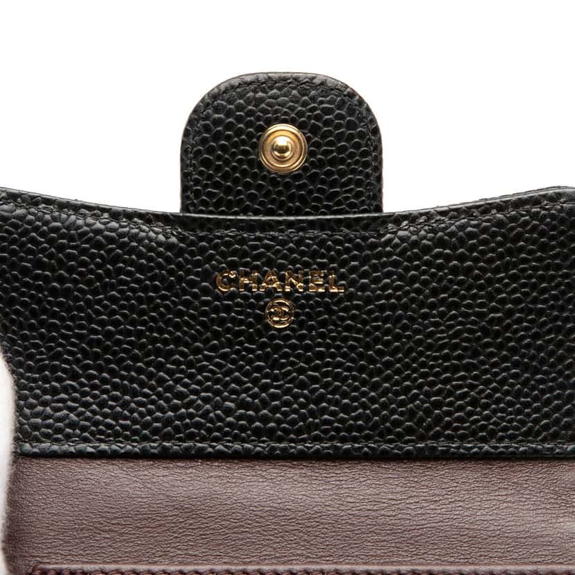 Hermès CC Quilted Caviar Compact Flap Wallet Black Leather Very good condition - Box View