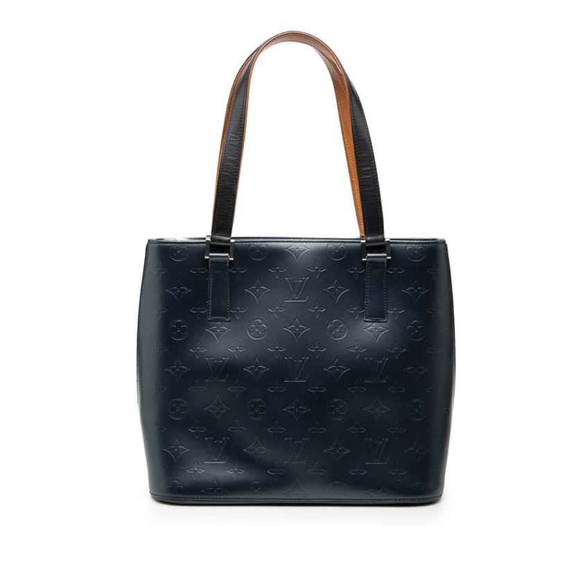 Louis Vuitton Monogram Mat Stockton Blue Leather Very good condition - Front View