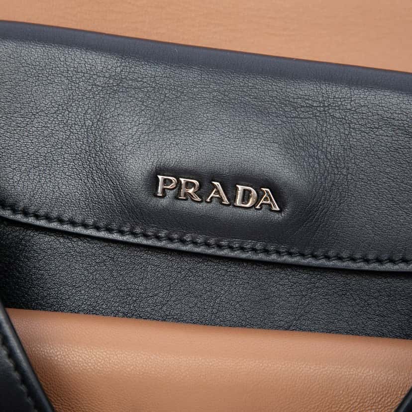 Prada Soft Calf Double Turnlock Satchel Black Leather Very good condition - Box View