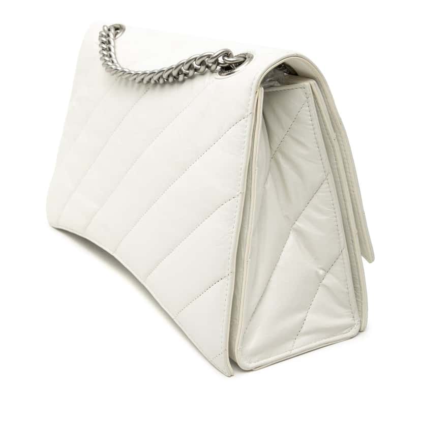 Balenciaga Medium Crushed Calfskin Chain Shoulder Bag White Leather Very good condition - Back View