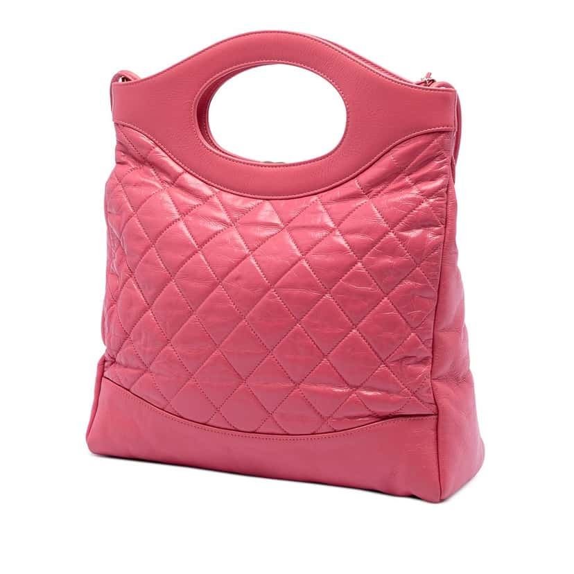 Chanel Small Quilted Shiny Aged Calfskin 31 Shopping Bag Pink Leather Very good condition - Back View