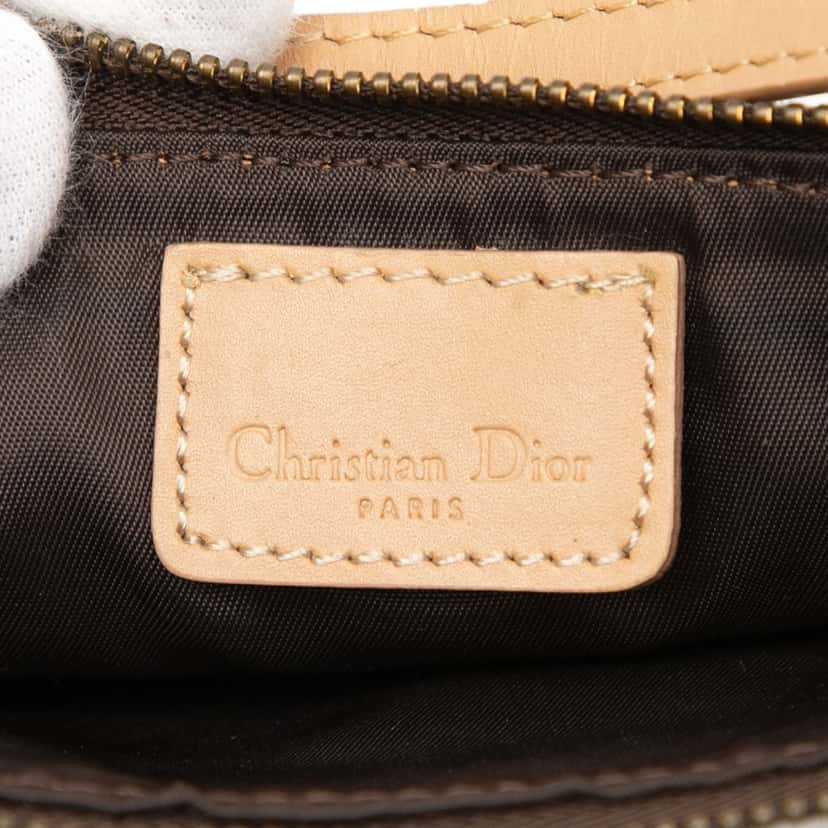 Dior Mini Diorissimo Canvas Saddle Pochette Brown Very good condition - Box View