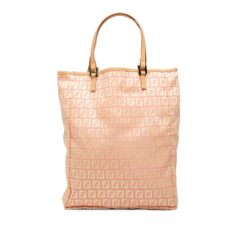 Fendi Zucchino Canvas Vertical Tote Pink Very good condition - Front View