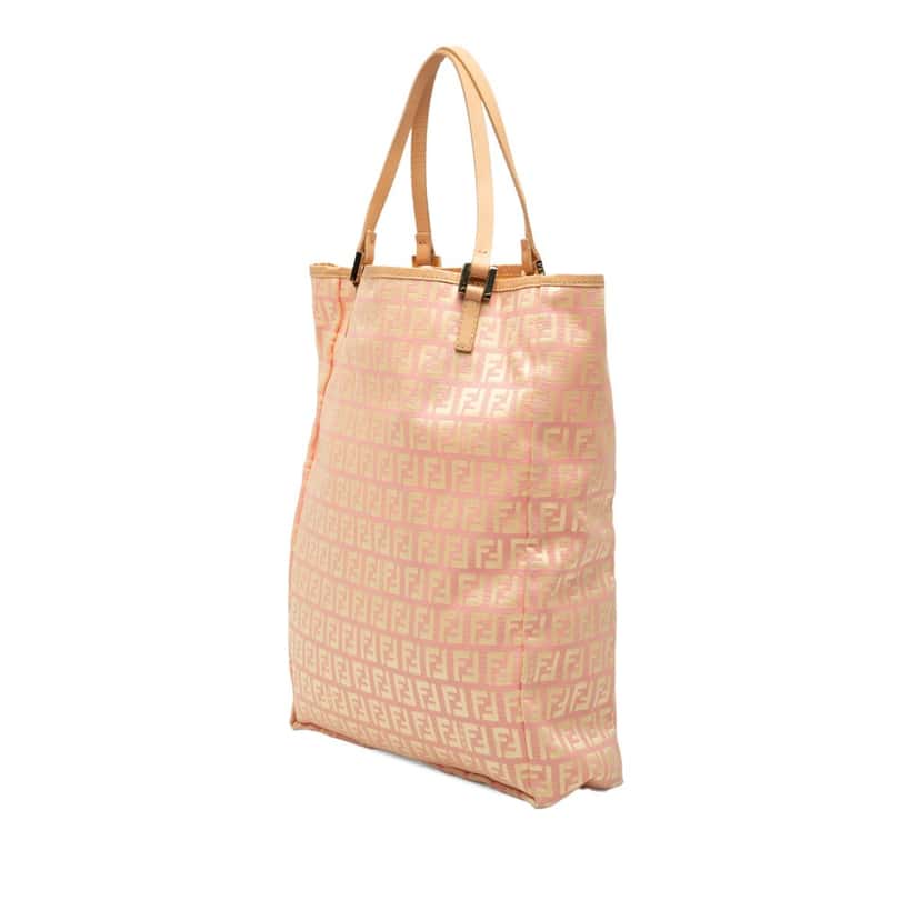 Fendi Zucchino Canvas Vertical Tote Pink Very good condition - Back View
