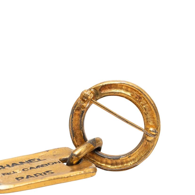 Chanel Gold Plated Rue Cambon Tag Brooch Gold Metal Very good condition - Box View