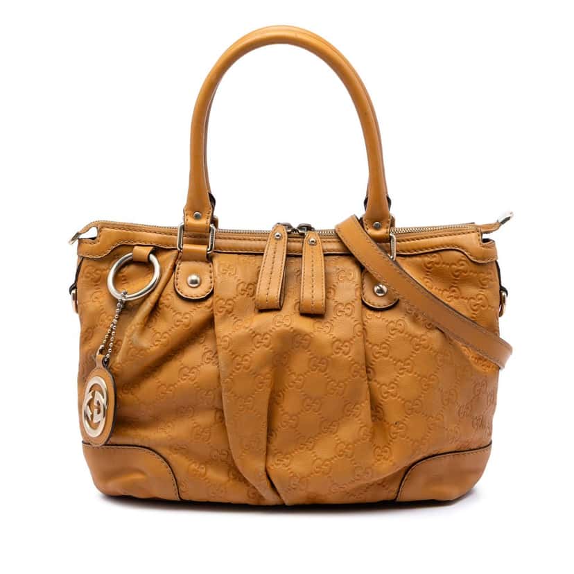 Gucci Guccissima Sukey Satchel Yellow Leather Good condition - Front View