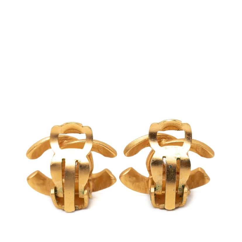 Chanel Gold Plated CC Clip On Earrings Gold Metal Very good condition - Back View