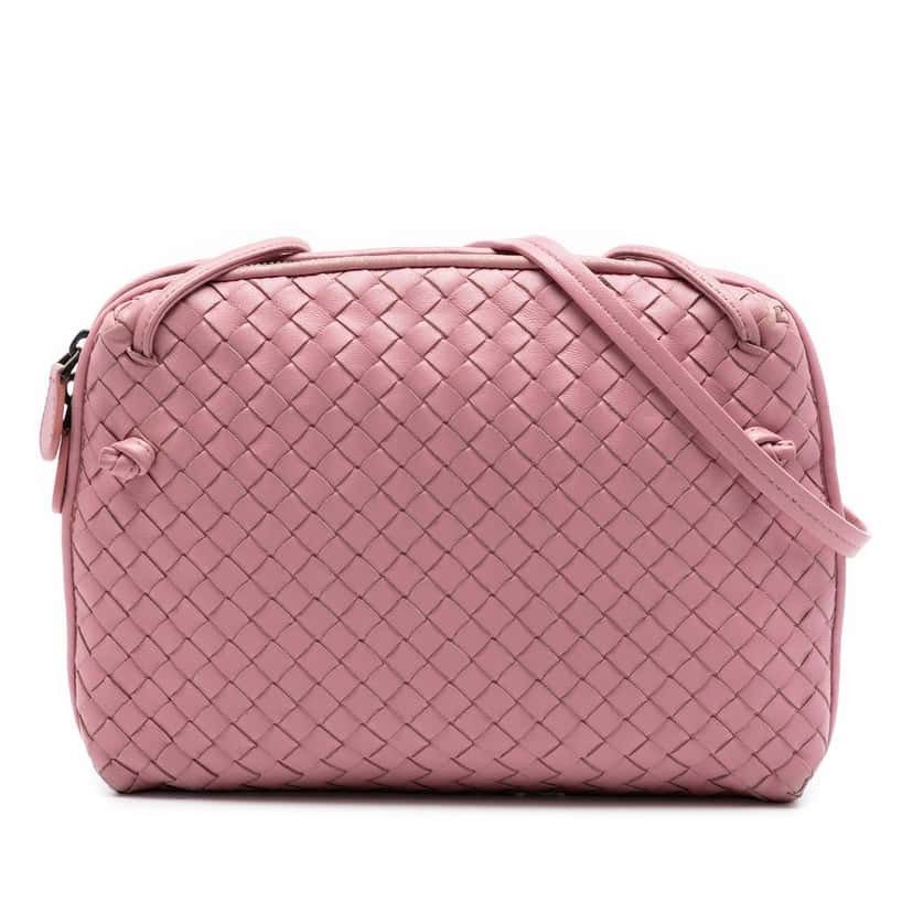 Bottega Veneta Nappa Intrecciato Nodini Crossbody Pink Leather Very good condition - Front View