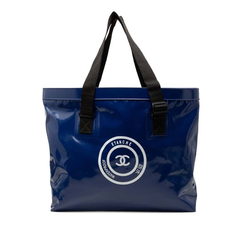 Chanel CC Vinyl Tote Blue Plastic Very good condition - Front View