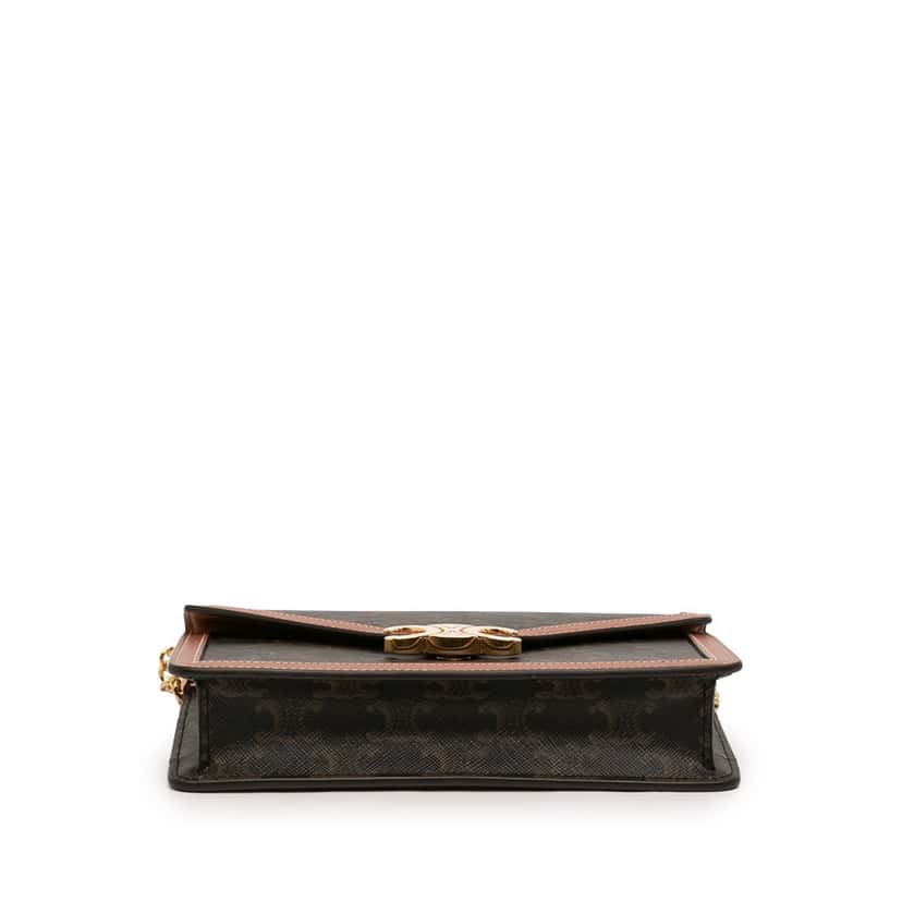 Celine Triomphe Coated Canvas Margo Wallet on Chain Brown Very good condition - Inside View