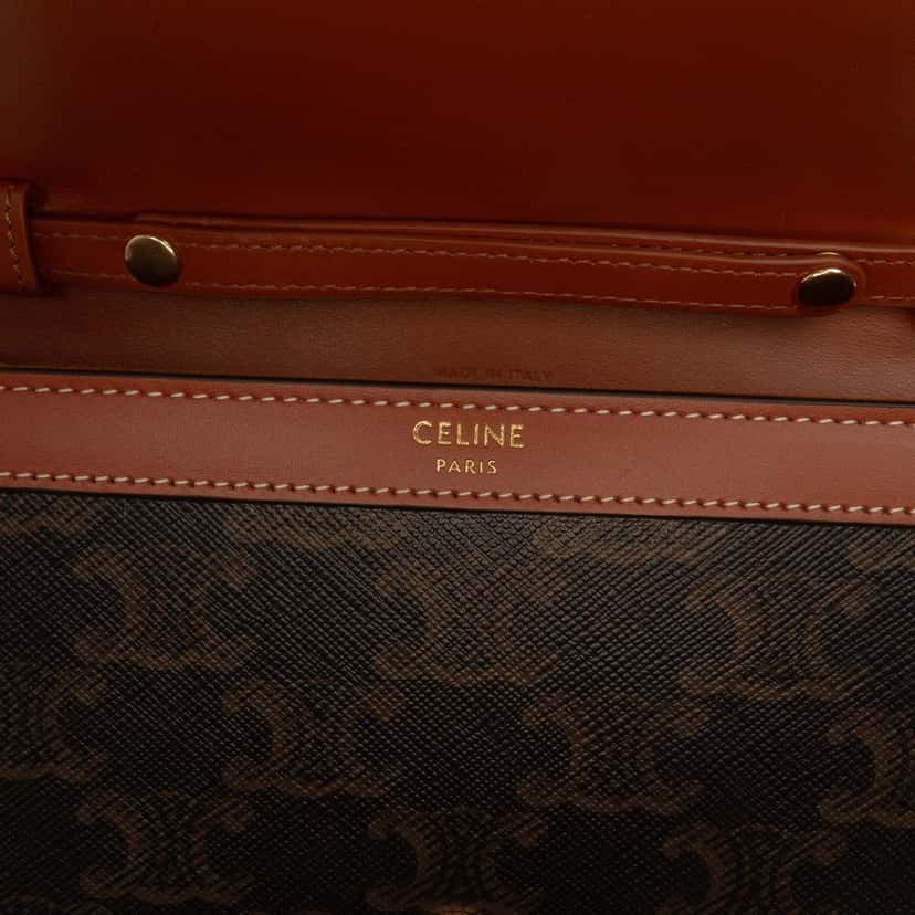 Celine Triomphe Coated Canvas Margo Wallet on Chain Brown Very good condition - Box View