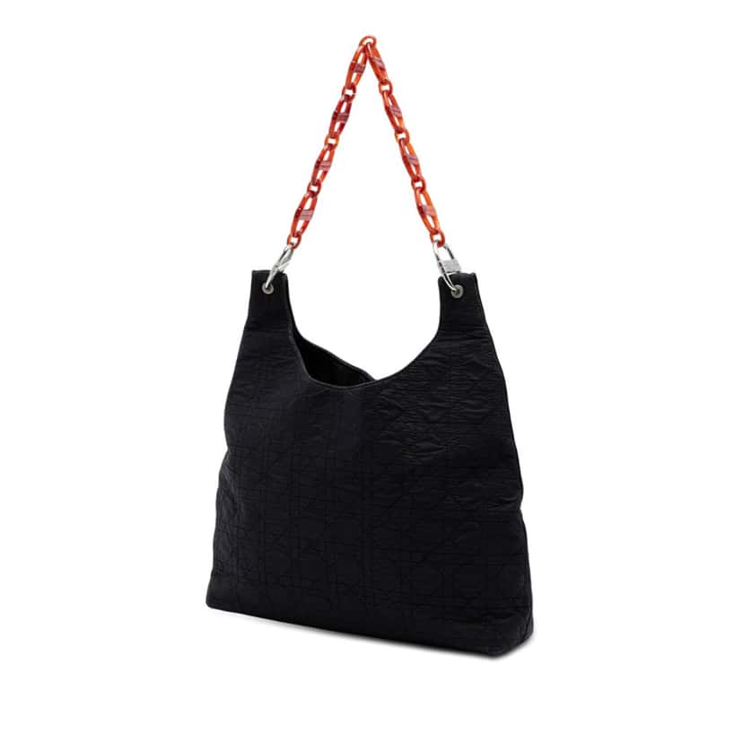 Dior Nylon Cannage Tortoise Shell Chain Tote Black Very good condition - Back View