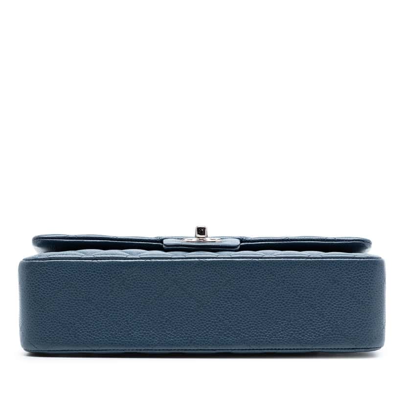 Chanel Medium Classic Caviar Double Flap Blue Leather Very good condition - Inside View