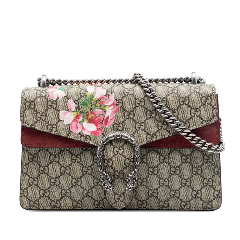 Gucci Medium GG Supreme Blooms Dionysus Shoulder Bag Beige Very good condition - Front View