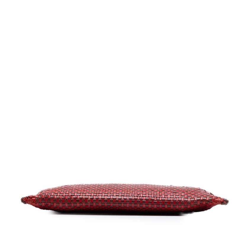 Prada Woven Goatskin Madras Zip Clutch Red Leather Very good condition - Inside View