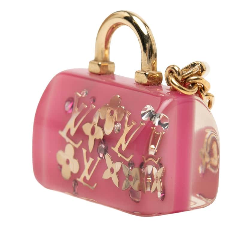 Louis Vuitton Resin Speedy Inclusion Key Holder and Bag Charm Pink Plastic Very good condition - Back View