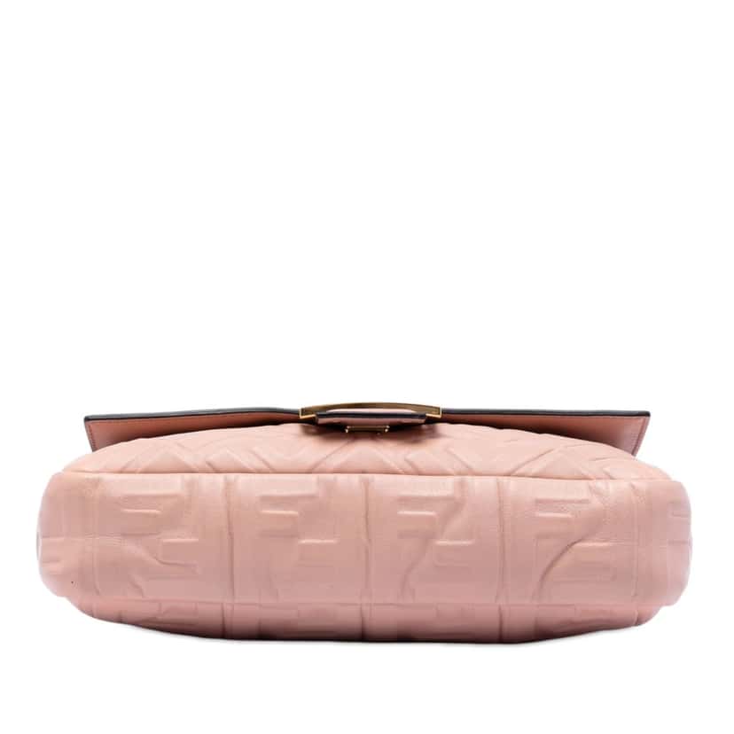 Fendi Zucca Embossed Leather Baguette Satchel Pink Leather Very good condition - Inside View